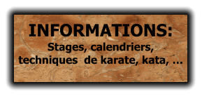 INFORMATIONS: Stages, calendriers,  techniques  de karate, kata, …